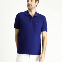 Medium Navy Regular Fit Embroidered Cotton Polo Shirt