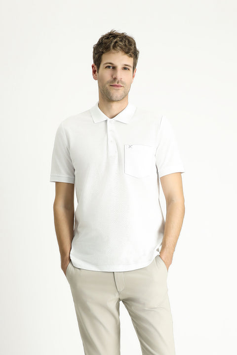 White Regular Fit Embroidered Cotton Polo Shirt