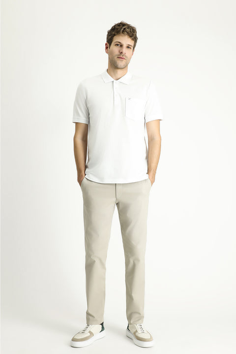 White Regular Fit Embroidered Cotton Polo Shirt