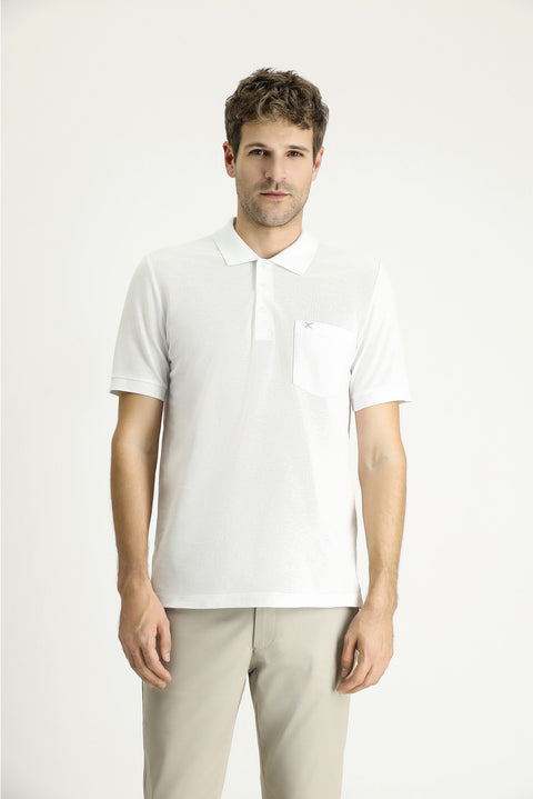 White Regular Fit Embroidered Cotton Polo Shirt