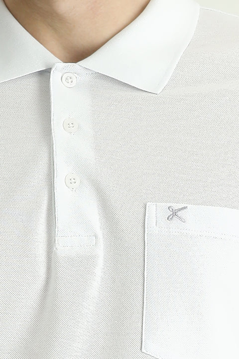 White Regular Fit Embroidered Cotton Polo Shirt
