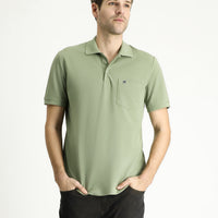 Forest Green Regular Fit Embroidered Cotton Polo Shirt