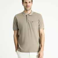 Medium Mink Regular Fit Embroidered Cotton Polo Shirt