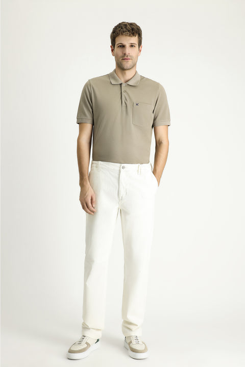 Medium Mink Regular Fit Embroidered Cotton Polo Shirt