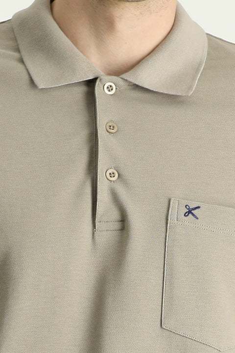 Medium Mink Regular Fit Embroidered Cotton Polo Shirt