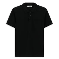 Black Slim Fit Narrow Cut Cotton Polo Shirt with Pockets