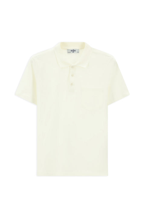 White Slim Fit Narrow Cut Cotton Polo Shirt with Pockets