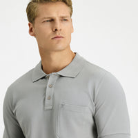 Medium Grey Regular Fit Cotton Embroidered Pocketed Non-Rash Polo Collar T-Shirt