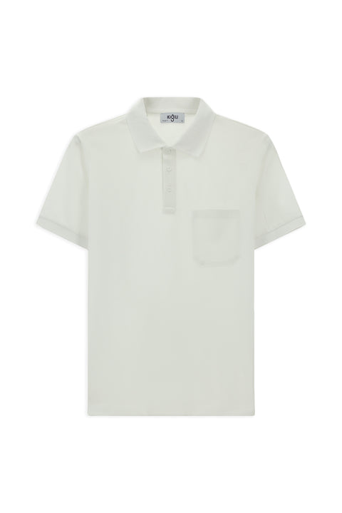 White Regular Fit Cotton Embroidered Pocketed Non-Rumbling Polo Shirt