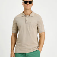 Medium Mink Regular Fit Cotton Embroidered Pocketed Non-Rundown Polo Collar T-Shirt