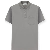 Medium Grey Regular Fit Cotton Embroidered Pocket Polo Shirt