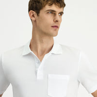Beyaz Regular Fit Pamuklu Nakışlı Cepli Polo Yaka Tişört