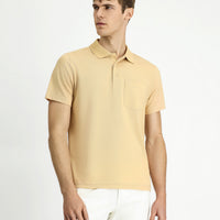 Medium Mink Regular Fit Cotton Embroidered Pocket Polo Shirt