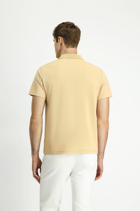 Medium Mink Regular Fit Cotton Embroidered Pocket Polo Shirt