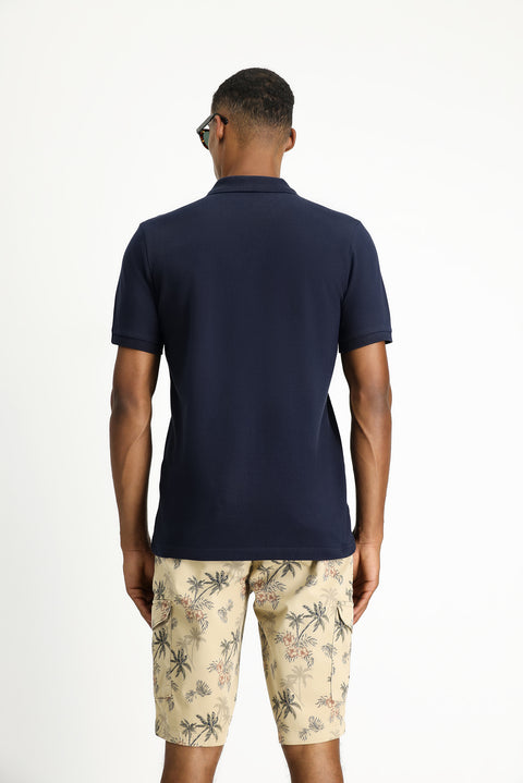 Dark Navy Slim Fit Cotton Polo Shirt
