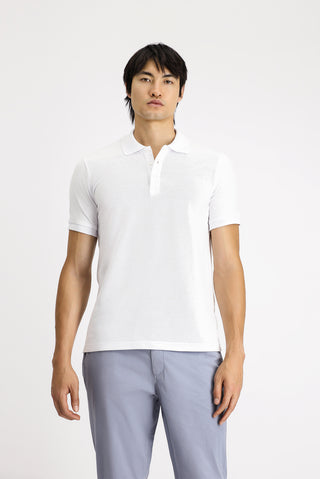  Beyaz Slim Fit Dar Kesim Pamuk Polo Yaka Tişört
