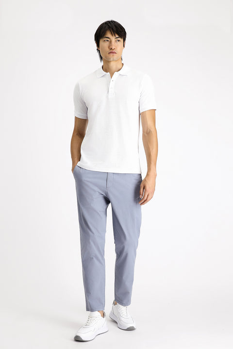 White Slim Fit Narrow Cut Cotton Polo Shirt