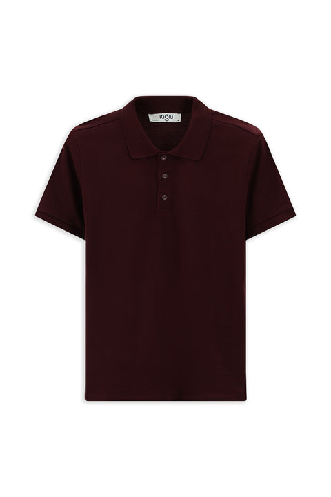 Dark Burgundy Slim Fit Cotton Polo Shirt