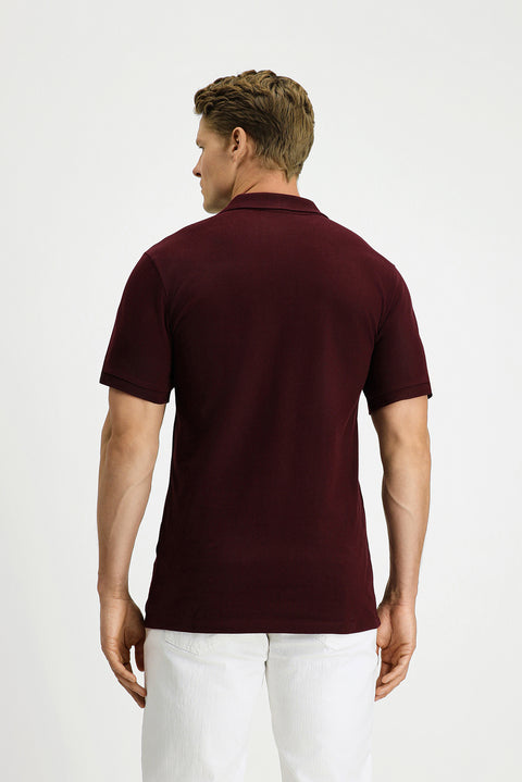 Dark Burgundy Slim Fit Cotton Polo Shirt