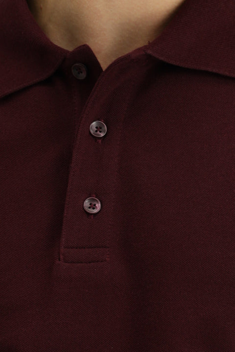 Dark Burgundy Slim Fit Cotton Polo Shirt