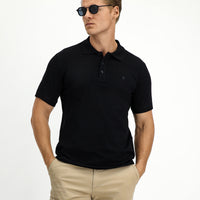 Black Slim Fit Narrow Cut Cotton Non-Rip Polo Shirt