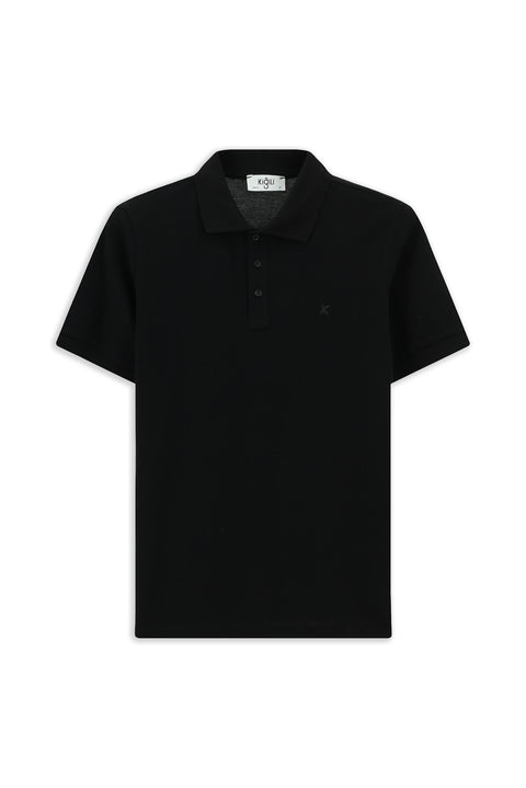 Black Slim Fit Narrow Cut Cotton Non-Rip Polo Shirt