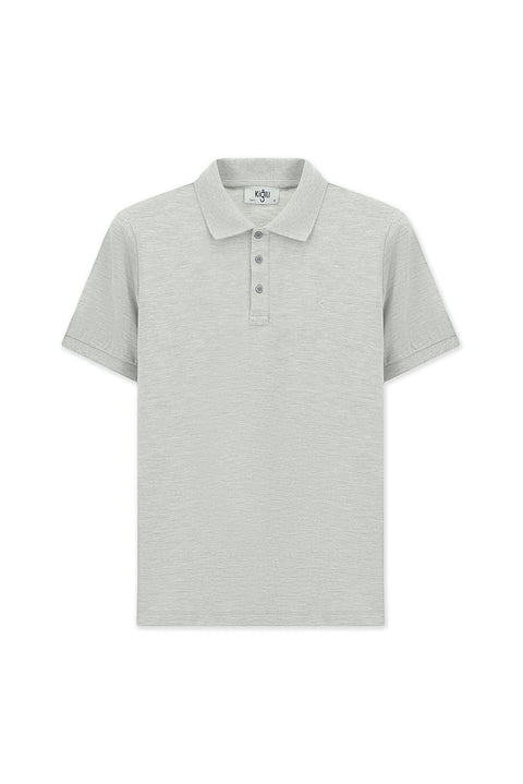 Light Grey Melange Slim Fit Narrow Cut Cotton Non-Rip Polo Shirt