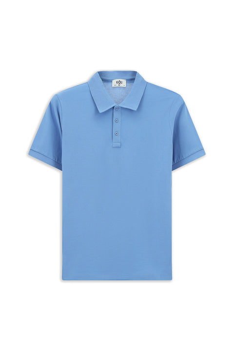 Aviator Blue Slim Fit Narrow Cut Cotton Non-Rip Polo Shirt