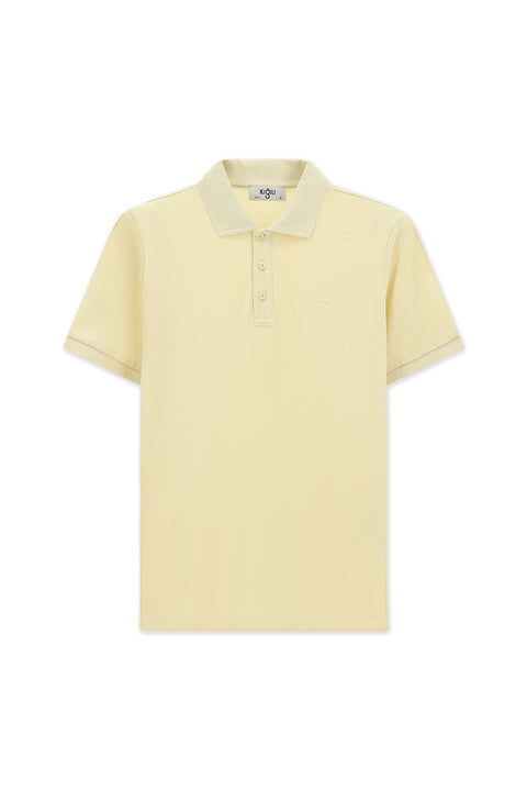 Light Beige Slim Fit Narrow Cut Cotton Non-Rip Polo Shirt