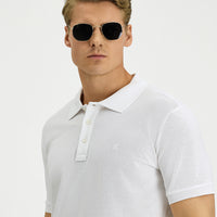 White Slim Fit Narrow Cut Cotton Non-Rip Polo Shirt