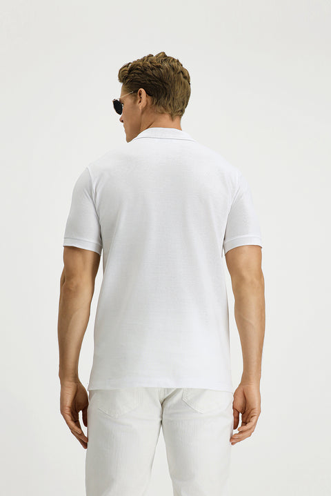 White Slim Fit Narrow Cut Cotton Non-Rip Polo Shirt