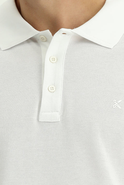 White Slim Fit Narrow Cut Cotton Non-Rip Polo Shirt
