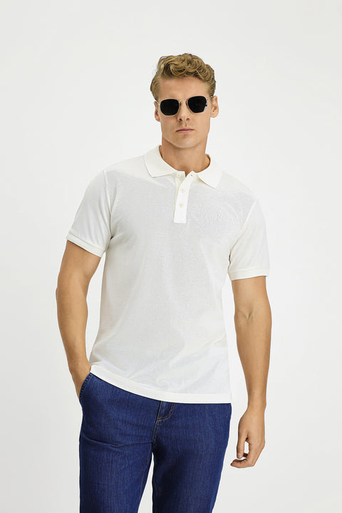 Off-white Slim Fit Cotton Non-Rip Polo Shirt