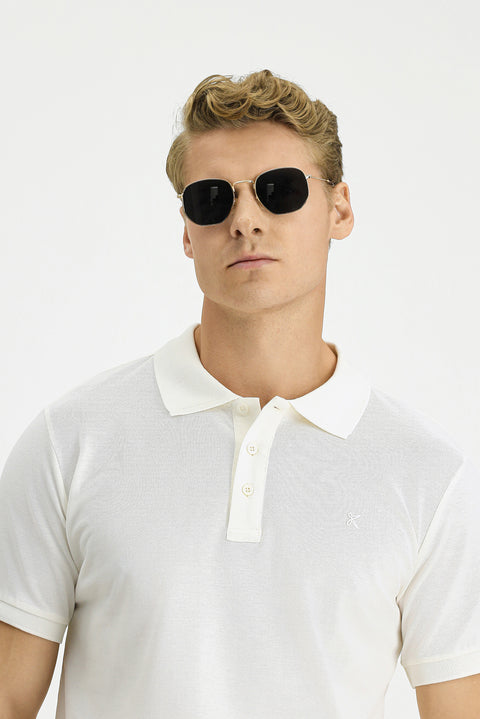 Off-white Slim Fit Cotton Non-Rip Polo Shirt