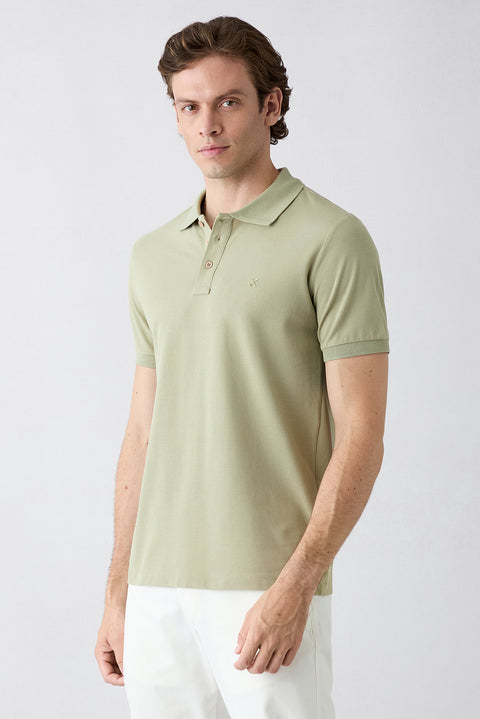 Forest Green Slim Fit Narrow Cut Cotton Non-Rip Polo Shirt