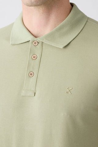  Orman Yeşili Slim Fit Dar Kesim Pamuk Kıvrılmaz Polo Yaka Tişört