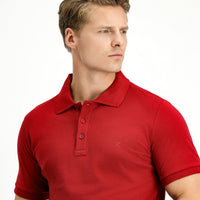Dark Red Slim Fit Narrow Cut Cotton Non-Wrinkle Polo Shirt