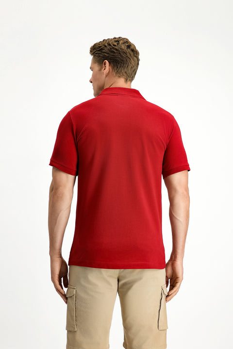 Dark Red Slim Fit Narrow Cut Cotton Non-Wrinkle Polo Shirt