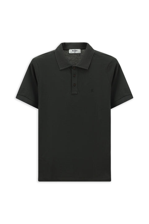 Dark Anthracite Slim Fit Narrow Cut Cotton Non-Rip Polo Shirt