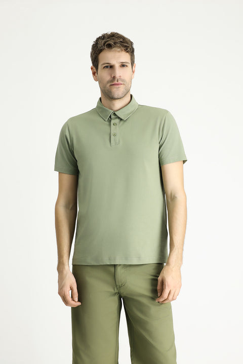 Forest Green Slim Fit Narrow Cut Cotton Polo Shirt