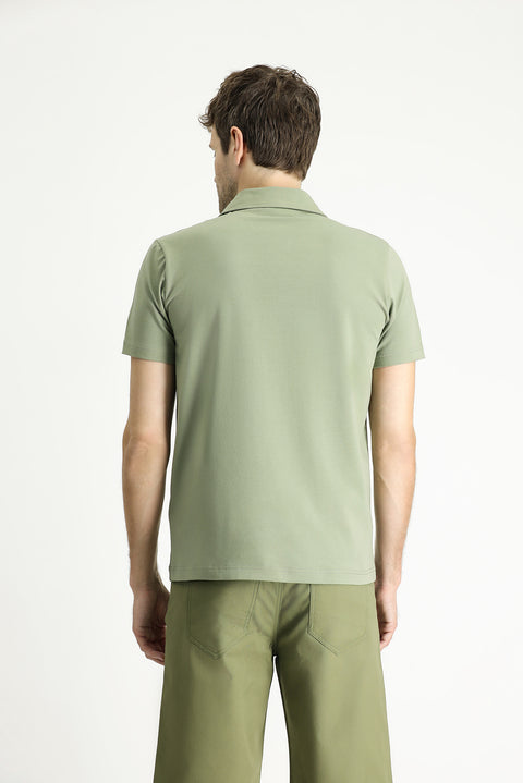 Forest Green Slim Fit Narrow Cut Cotton Polo Shirt