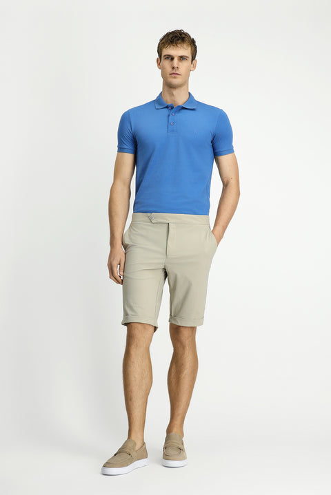 Aviator Blue Slim Fit Embroidered Cotton Polo Shirt