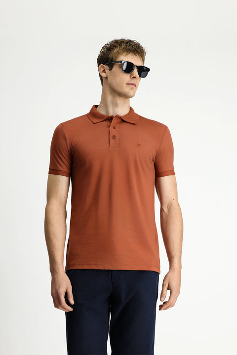 Tarçın  Slim Fit Dar Kesim Nakışlı Pamuklu Polo Yaka Tişört