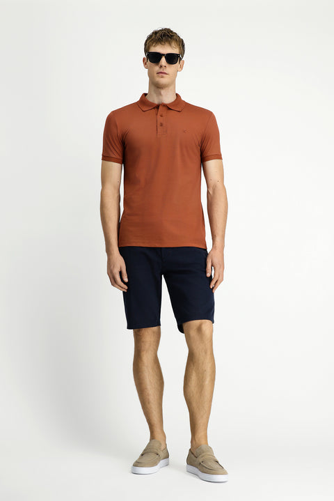 Tarçın  Slim Fit Dar Kesim Nakışlı Pamuklu Polo Yaka Tişört