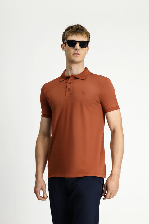 Tarçın  Slim Fit Dar Kesim Nakışlı Pamuklu Polo Yaka Tişört