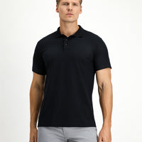 Black Slim Fit Embroidered Cotton Polo Shirt