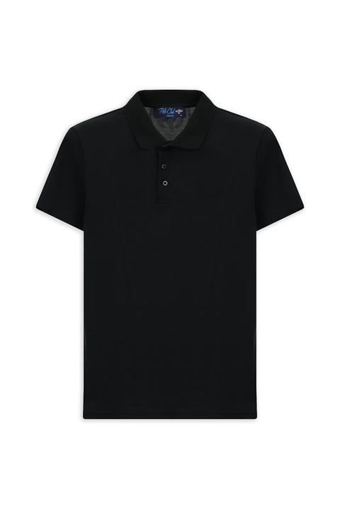 Black Slim Fit Embroidered Cotton Polo Shirt