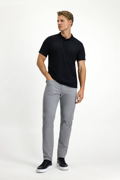 Black Slim Fit Embroidered Cotton Polo Shirt