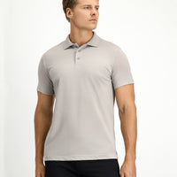 Medium Grey Slim Fit Embroidered Cotton Polo Shirt
