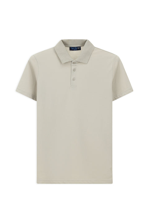 Medium Grey Slim Fit Embroidered Cotton Polo Shirt